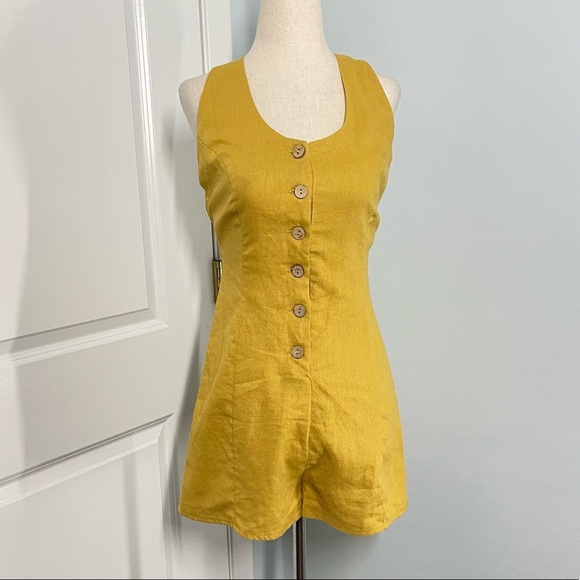 Illa Illa Linen Blend Halter Neck Button Down Romper size S - Picture 5 of 9